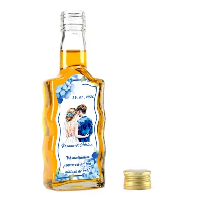 Sticla decorata nunta, 200 ml, model stof 2 003